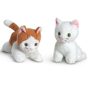 American Girl Rebecca Kittens Set 2 Kitty Cat Plush Stuffed Animal White Brown
